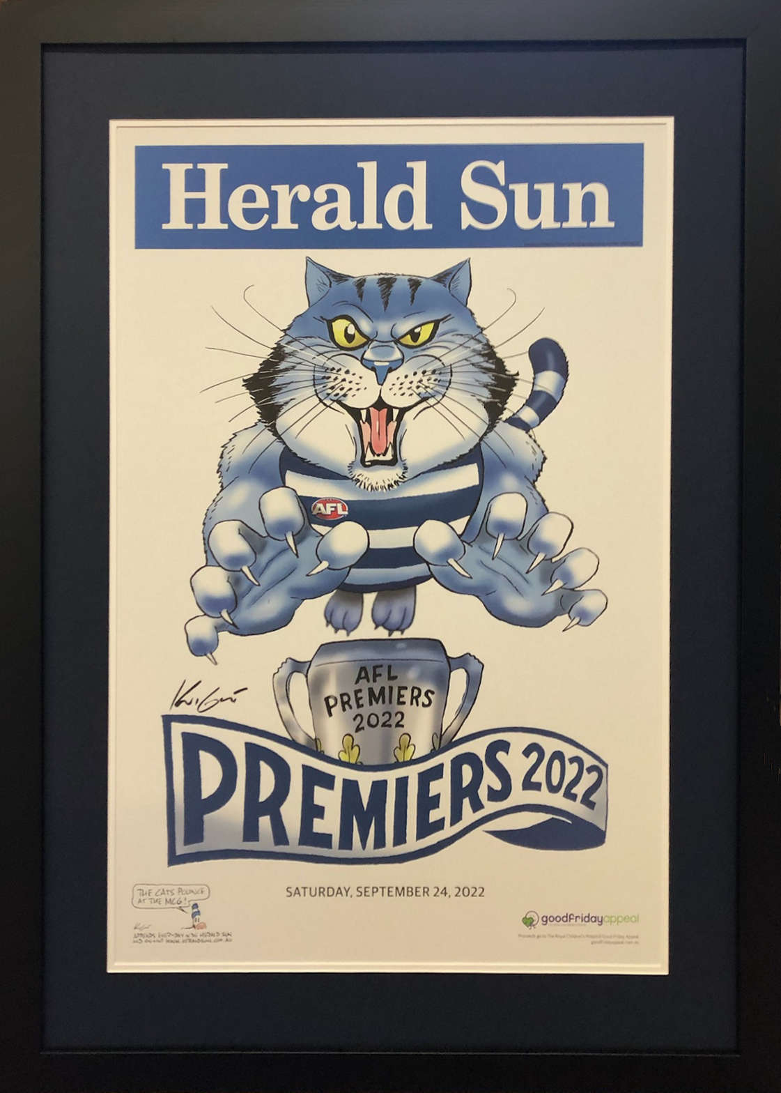 Geelong 2022 Premiership H-SUN Poster with Mat