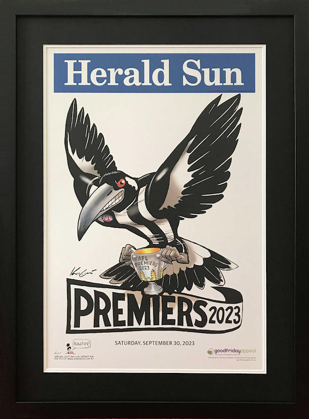 Collingwood 2023 Premiership H-SUN Poster with Mat