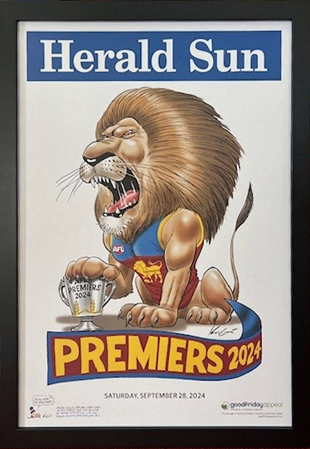 Brisbane Lions 2024 Premiership H-SUN Poster no Mat