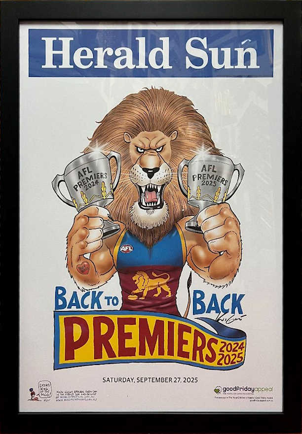 Brisbane Lions 2025 Premiership H-SUN Poster no Mat Border