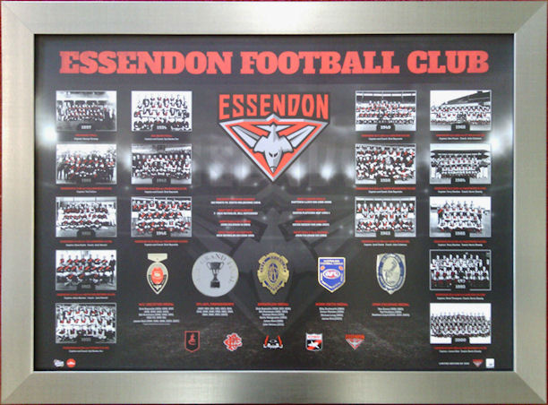 A Beautiful Framed Limited Edition of AFL's Essendon Football Club's Achievements