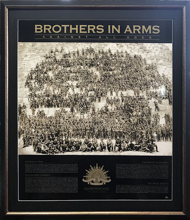 A Beautiful Framed Centenial Limited Edition of ANZACs Brothers In Arms Centenial Edition